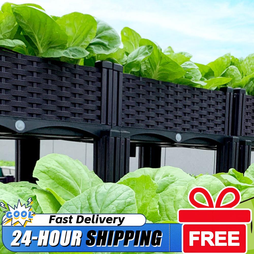 Garden Storage Box - Jardinera Elevada de Plástico con Patas,