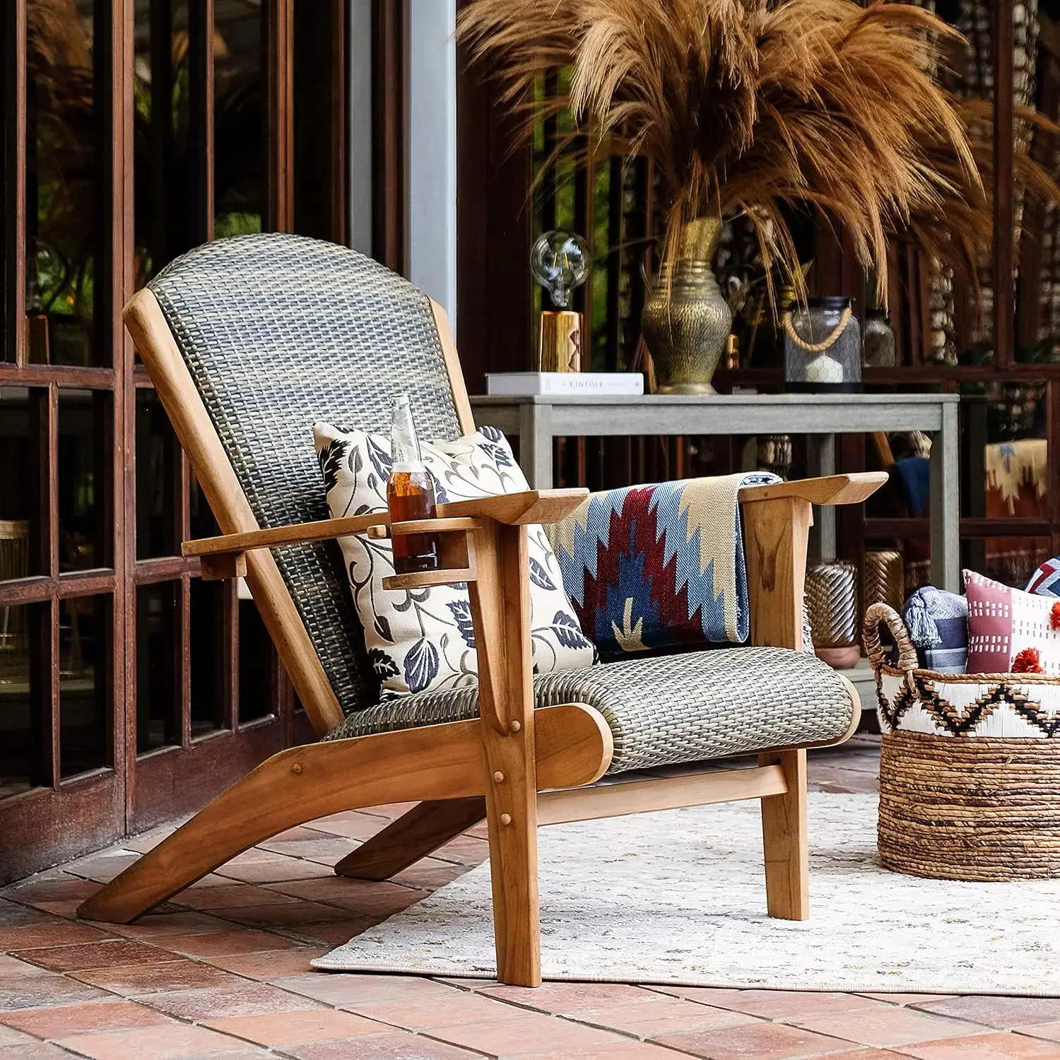 Adirondack Chair Wood - Silla Adirondack para exteriores tapizada acolchada