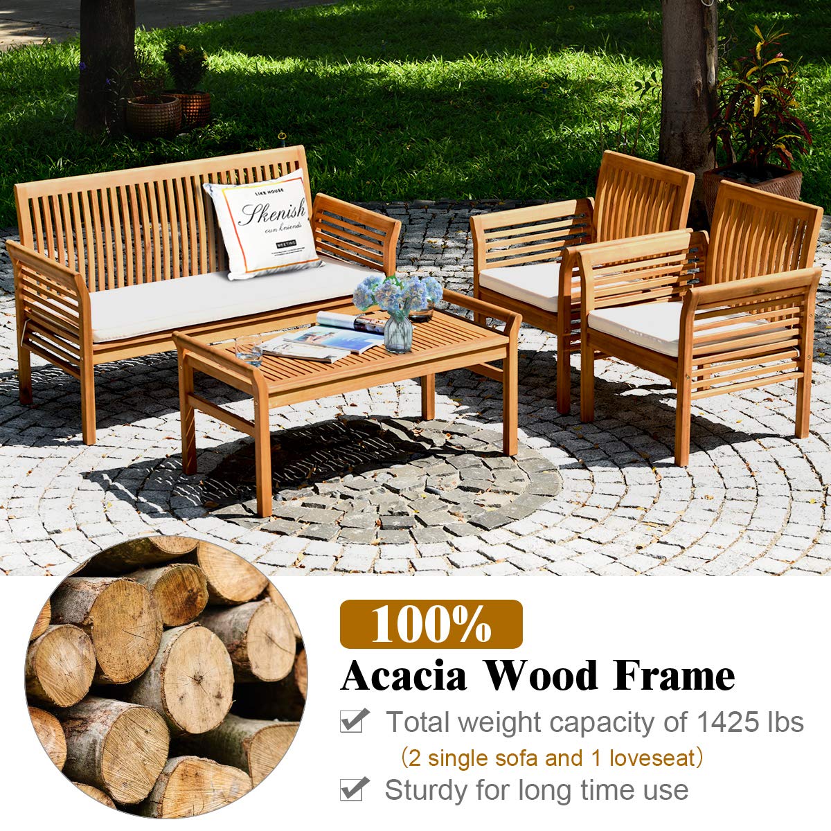Juego de Sofás de Madera de Ac - Outdoor Furniture Table And Chairs reseña y precio