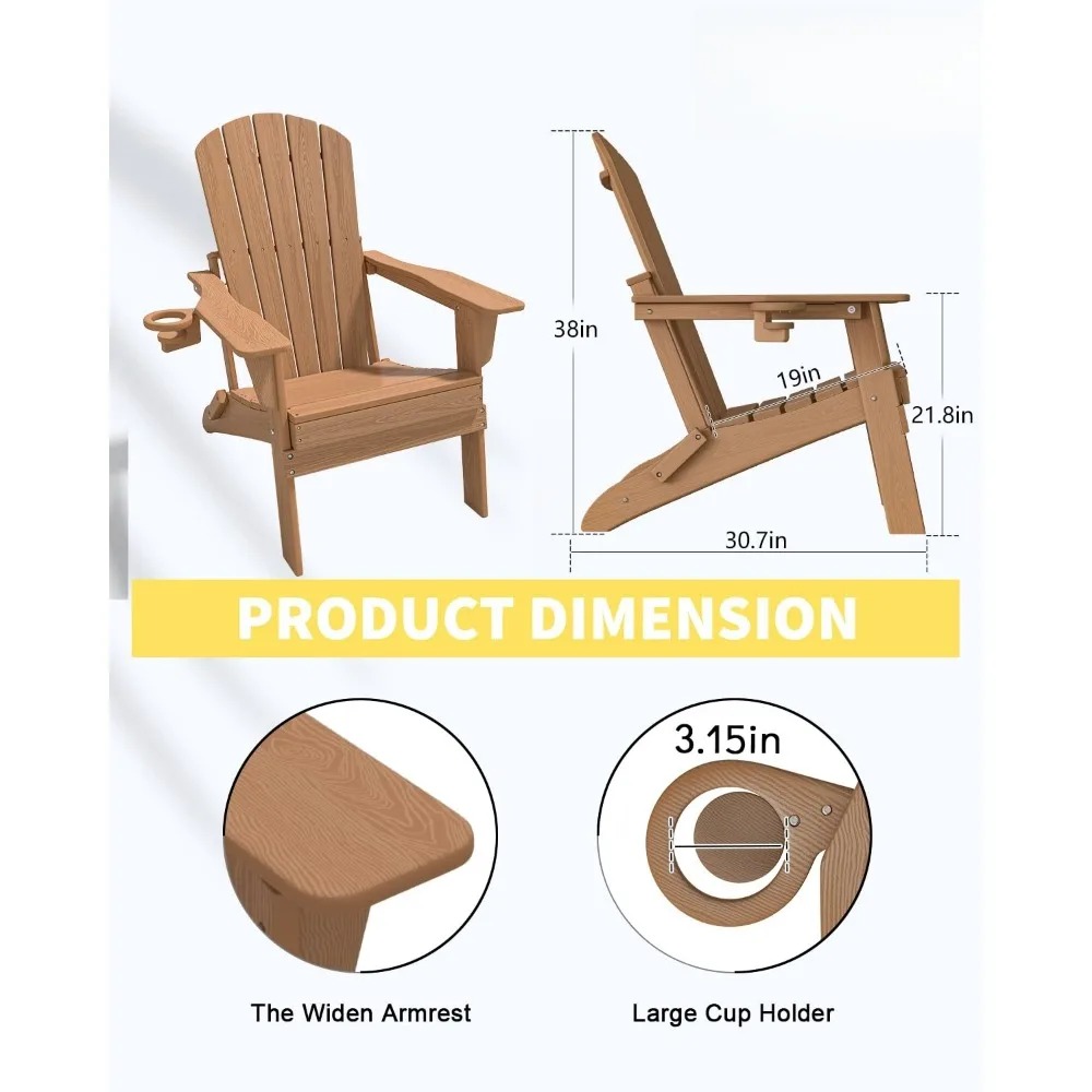 Juego de 3 Sillas Plegables Ad - Adirondack Chair Wood reseña y precio