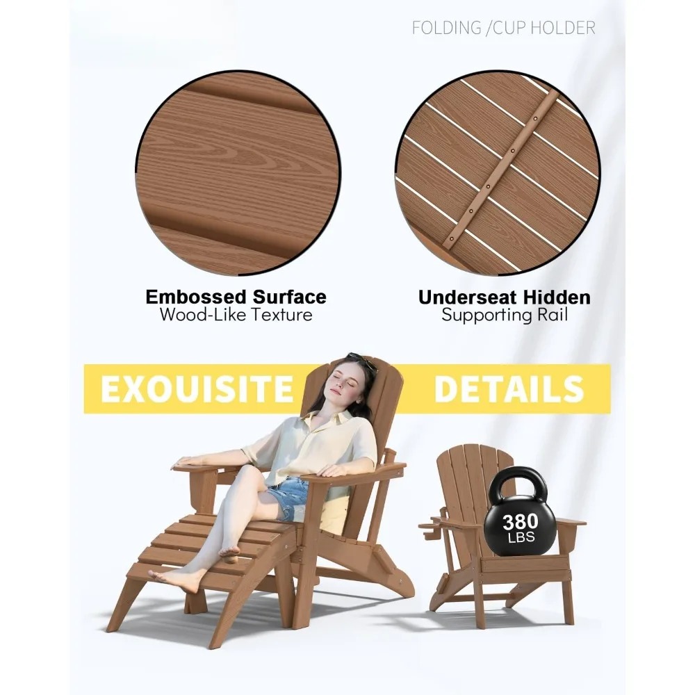 Juego de 3 Sillas Plegables Ad - Adirondack Chair Wood reseña y precio