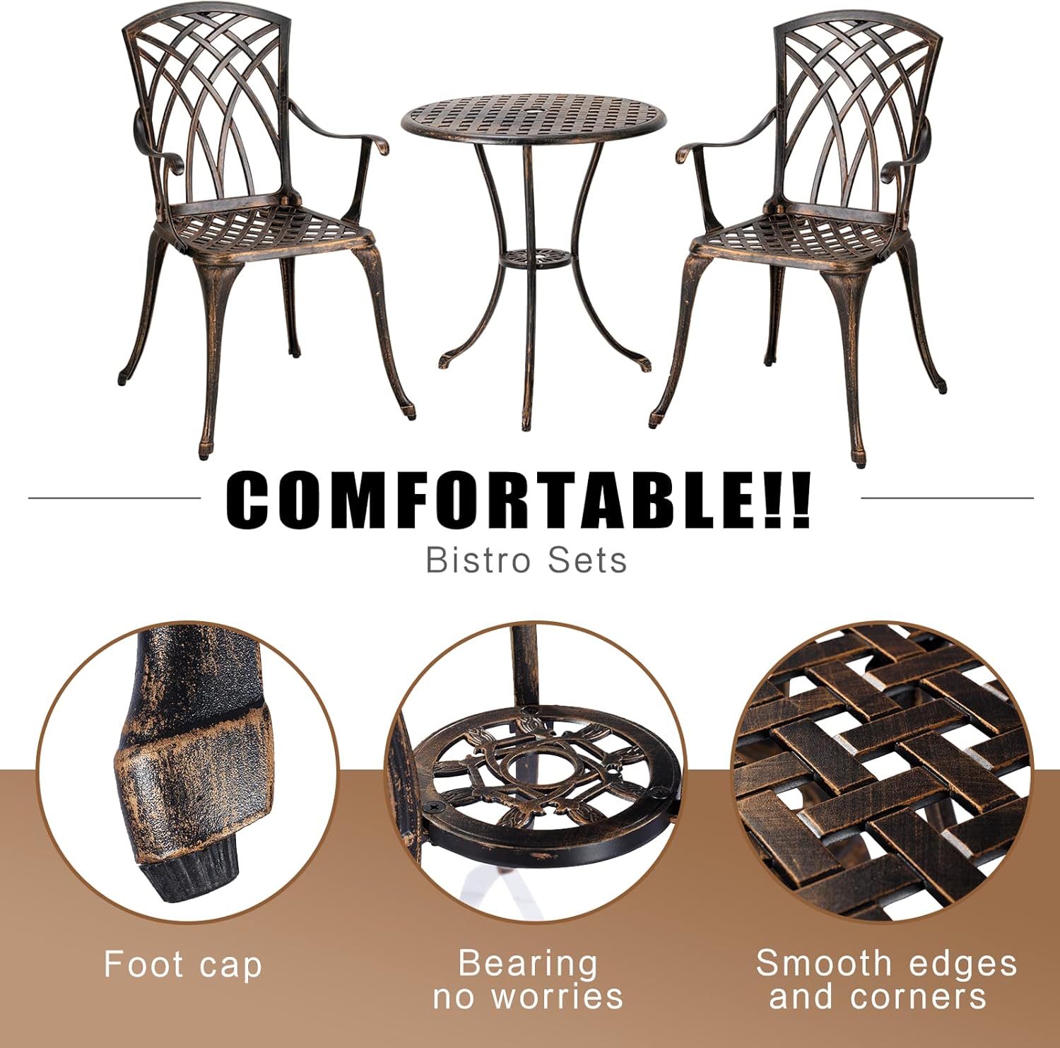 Conjunto de bistró de 3 piezas - Outdoor Furniture Sofa reseña y precio