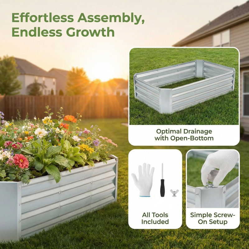 Jardinera Grande sin Fondo, Ga - Garden Storage Box reseña y precio