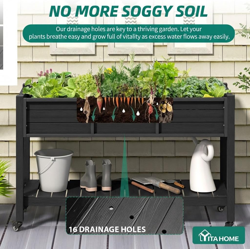 Jardinera Elevada con Ruedas,  - Garden Storage Box reseña y precio