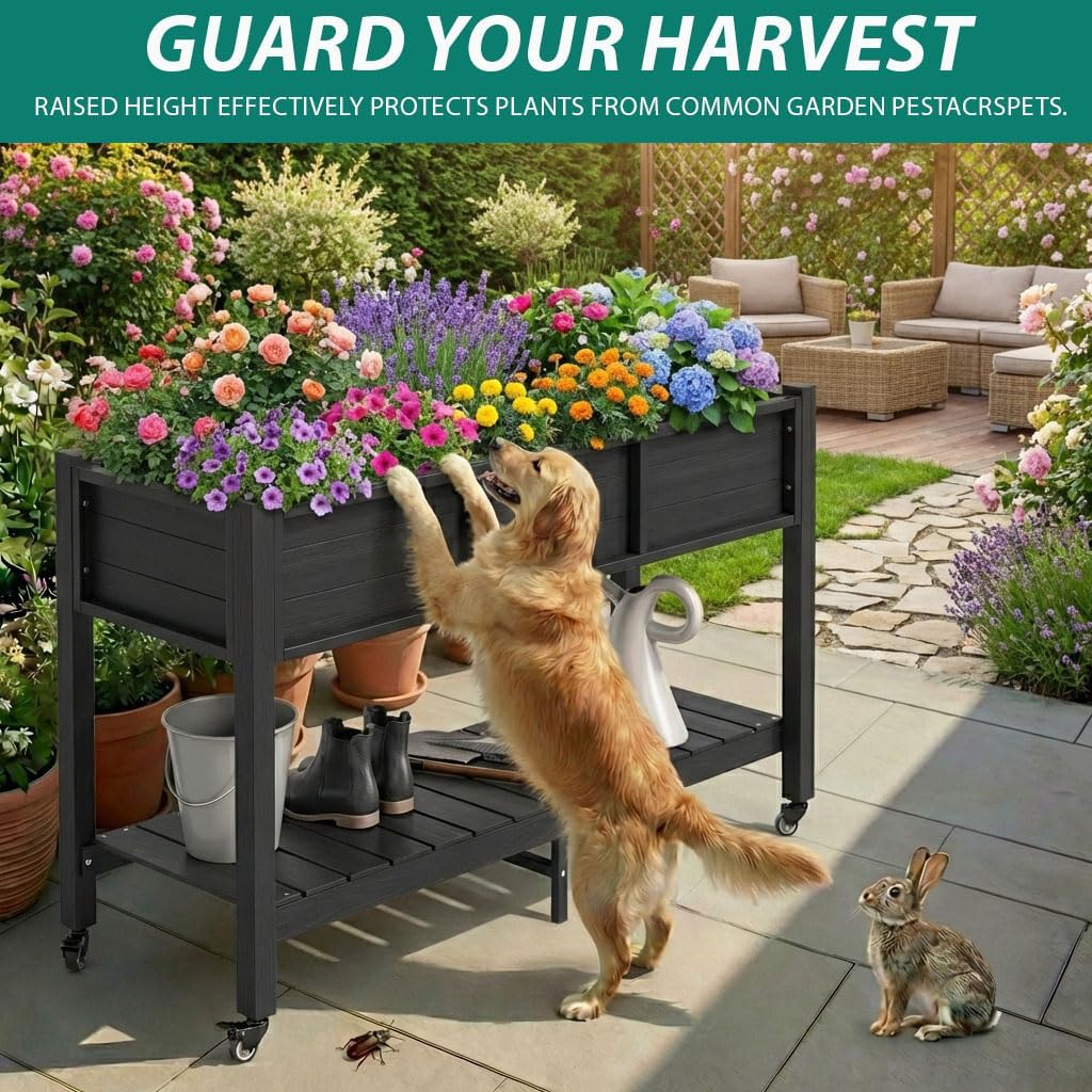 Jardinera Elevada con Ruedas,  - Garden Storage Box reseña y precio