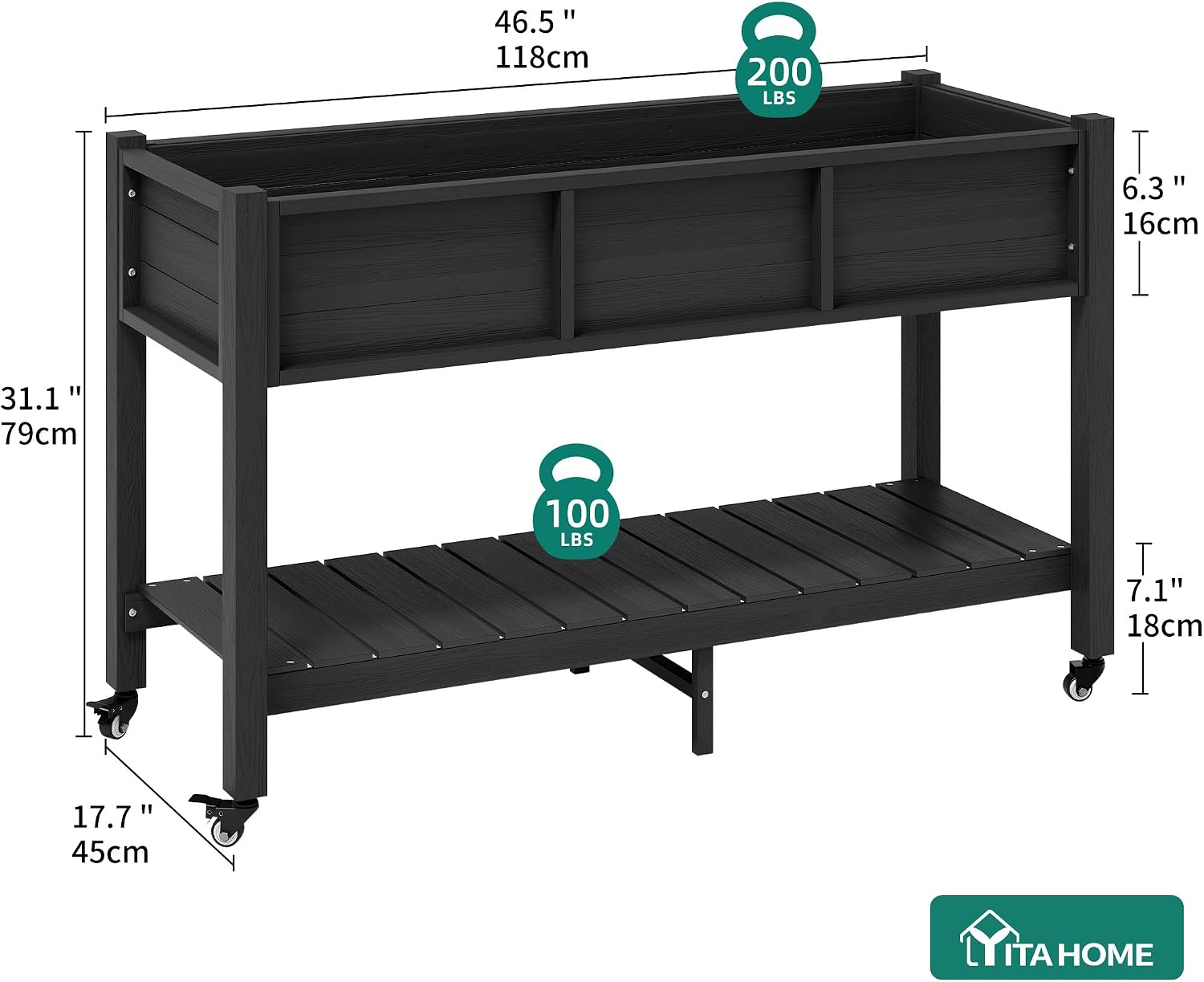 Jardinera Elevada con Ruedas,  - Garden Storage Box reseña y precio
