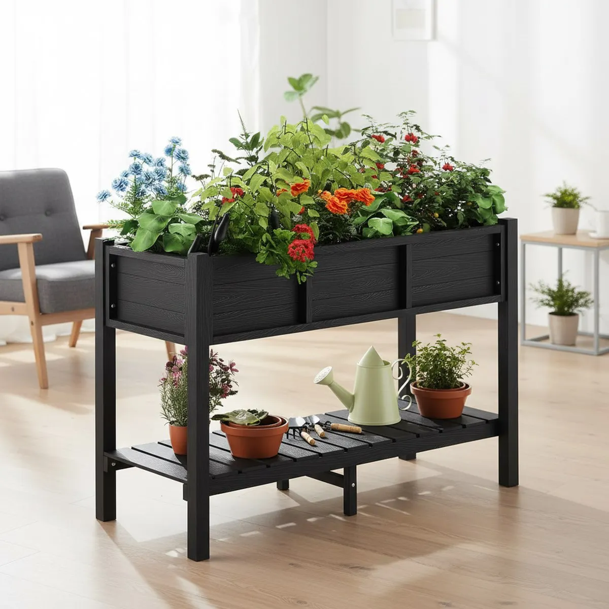 Jardinera Elevada Grande Negra - Garden Storage Box reseña y precio