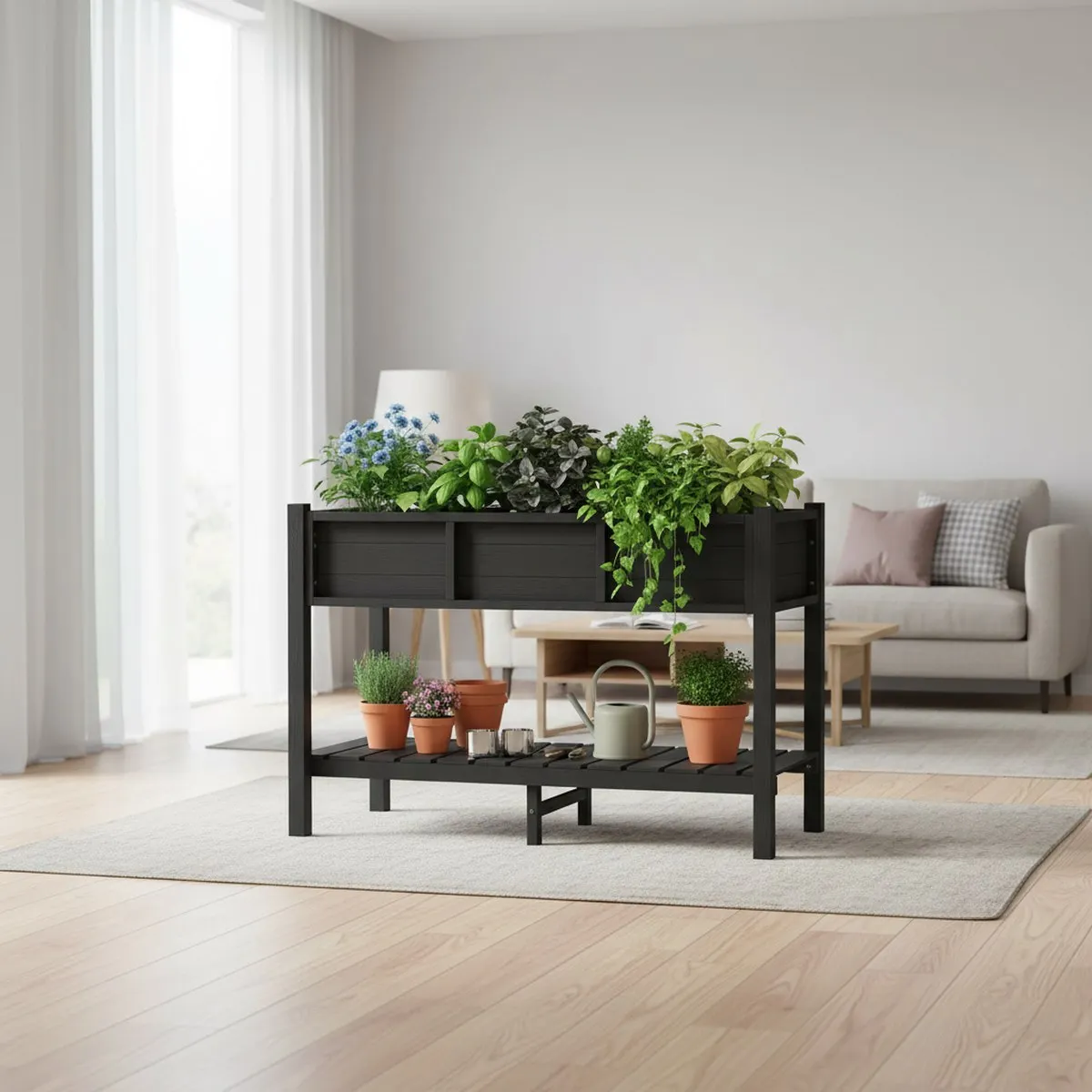 Jardinera Elevada Grande Negra - Garden Storage Box reseña y precio