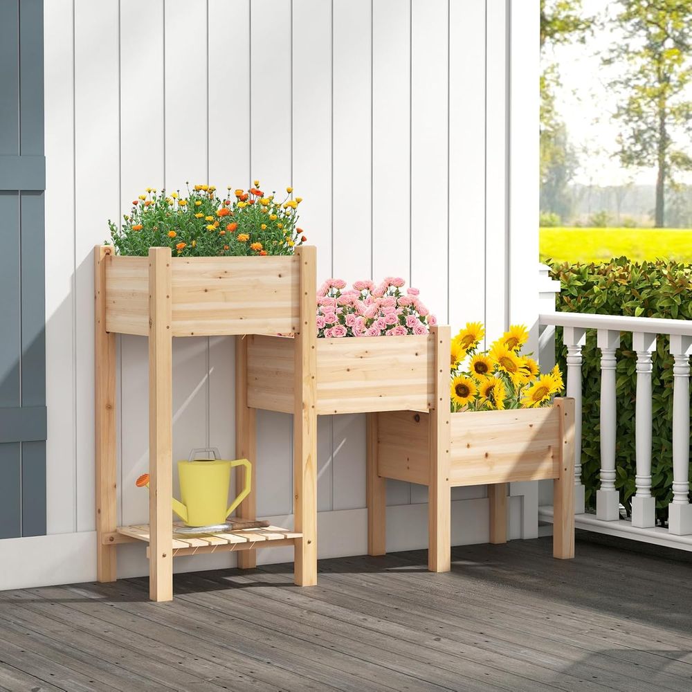 Jardinera Elevada de Madera de - Garden Storage Box reseña y precio