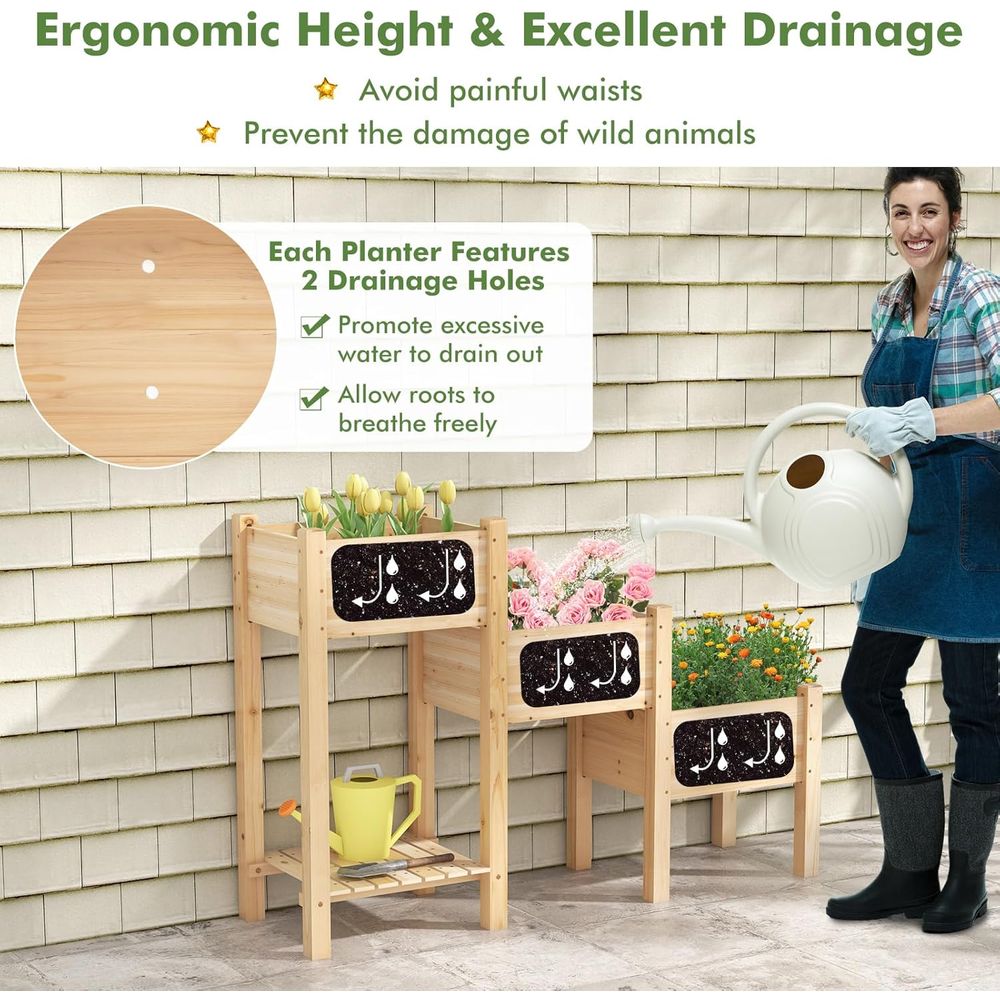 Jardinera Elevada de Madera de - Garden Storage Box reseña y precio