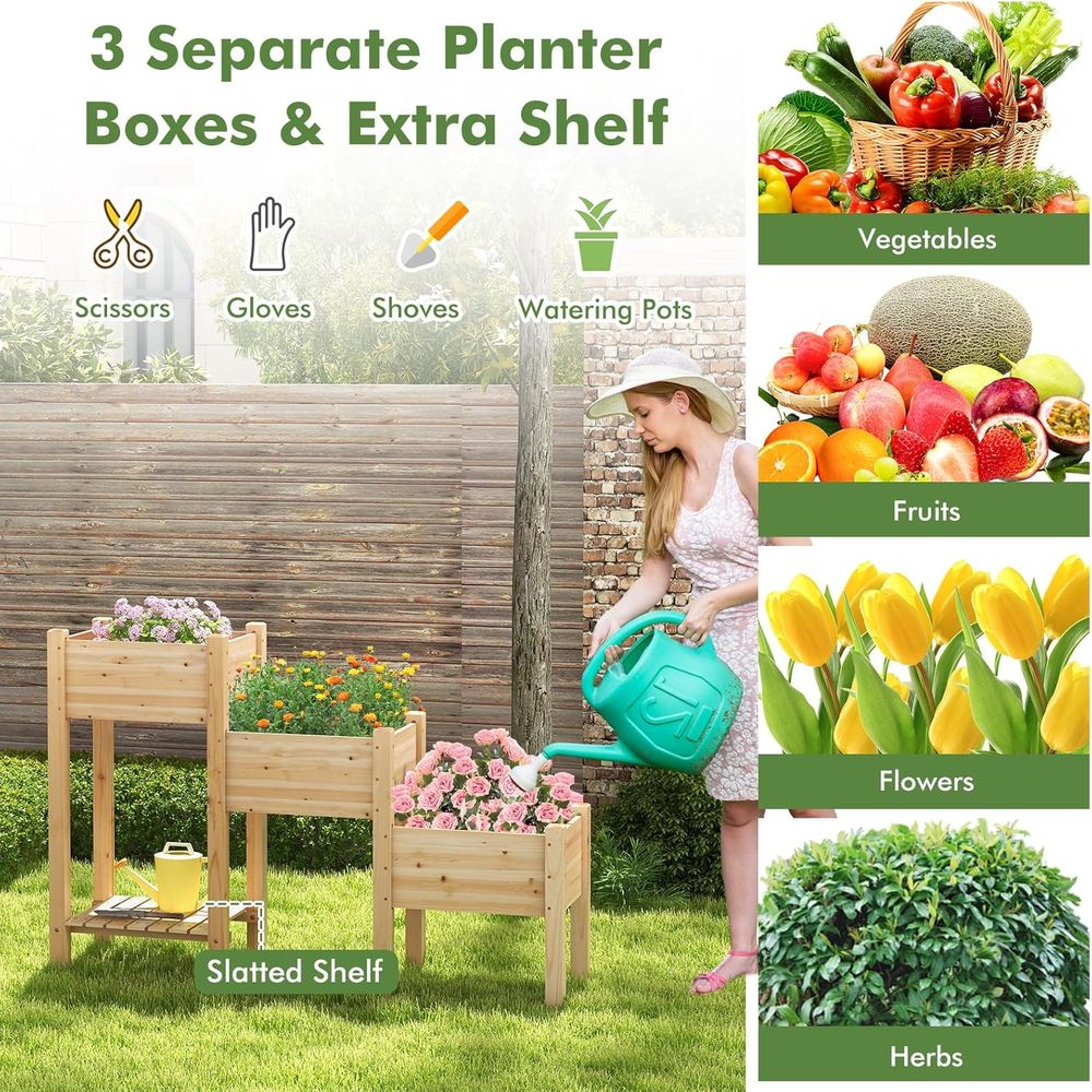 Jardinera Elevada de Madera de - Garden Storage Box reseña y precio